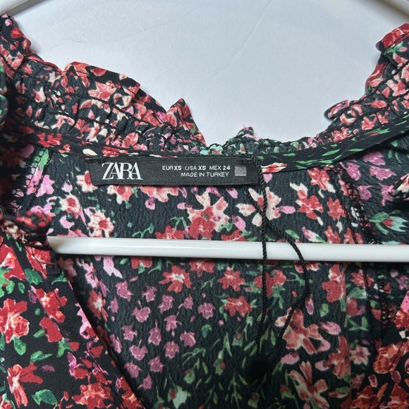 Zara Multicolor Floral Boho Long Puff Sleeve Jumpsuit XS - Picture 2 of 5